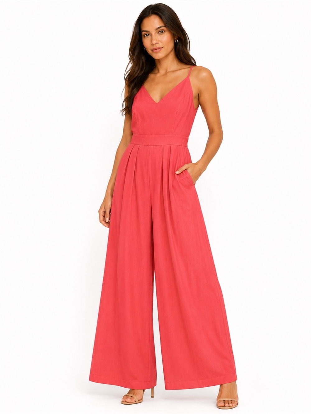 HALARA Coral Wide-Leg V-Neck Jumpsuit